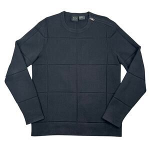 Armani Exchange A|X Black Textured Panel Crewneck Sweater Small